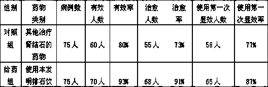 Paishi drink for treating kidney stones and preparation method thereof