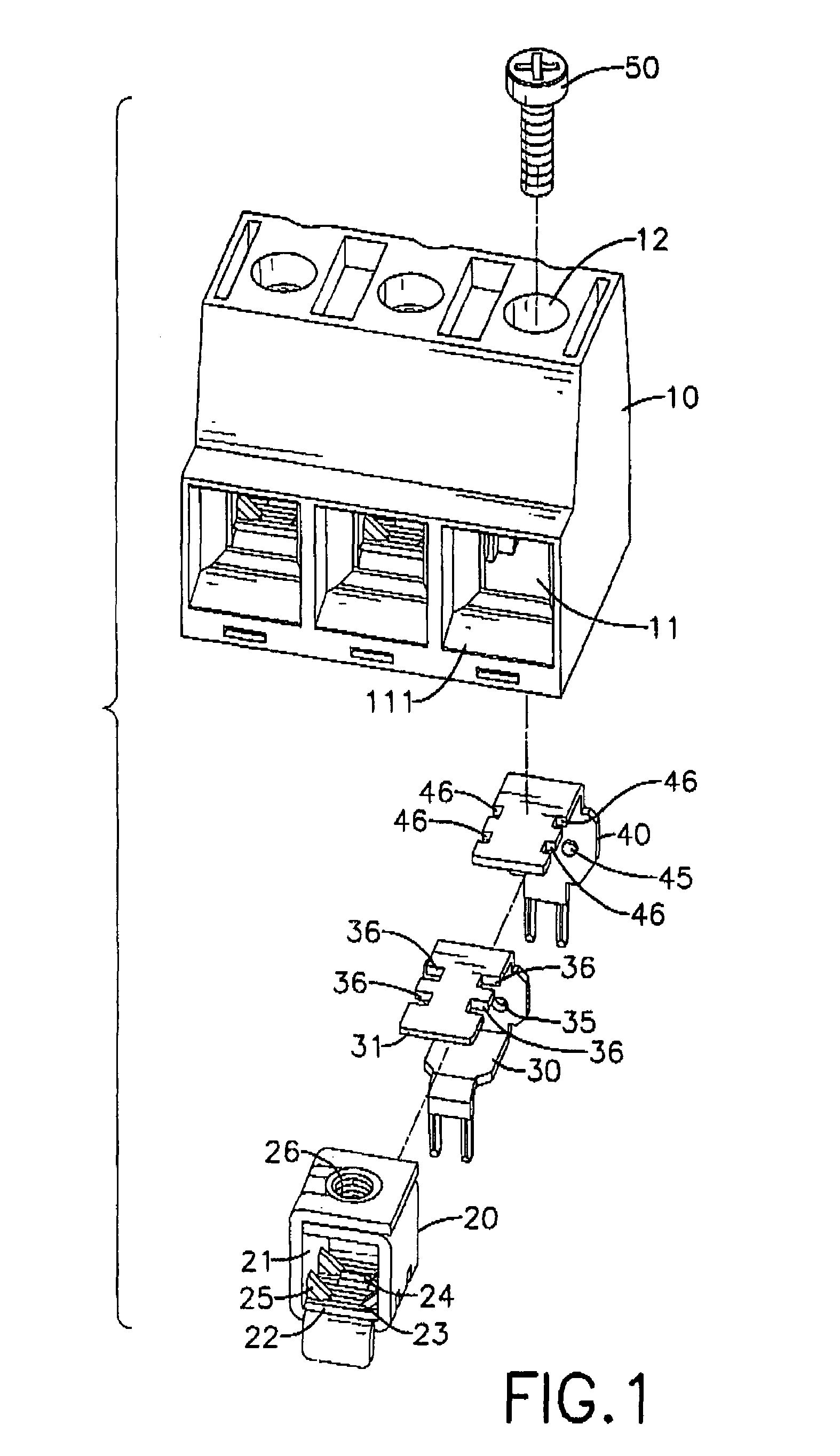 Terminal contact and clamp assembly for a cable terminal block and method for processing the same