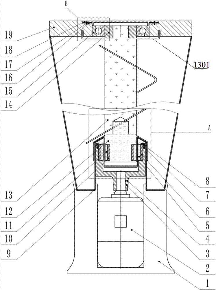 Glandless form magnetism-driven juicer with permanent magnet push-pull structure