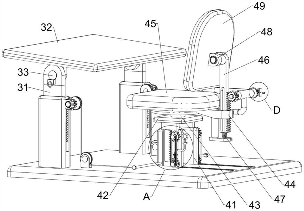 Desk and chair for correcting sitting postures of students