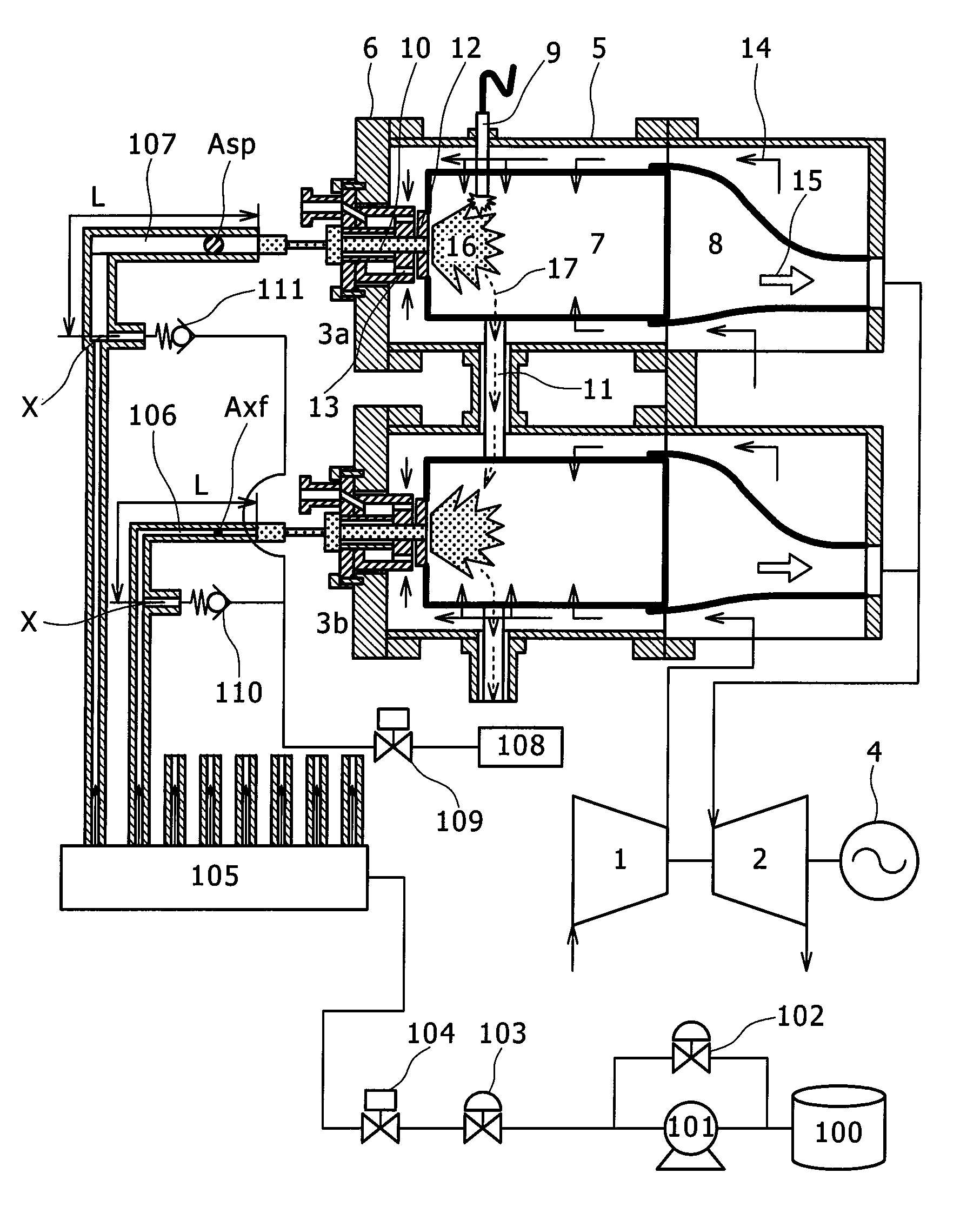 Combusting system, remodeling method for combusting system, and fuel injection method for combusting system