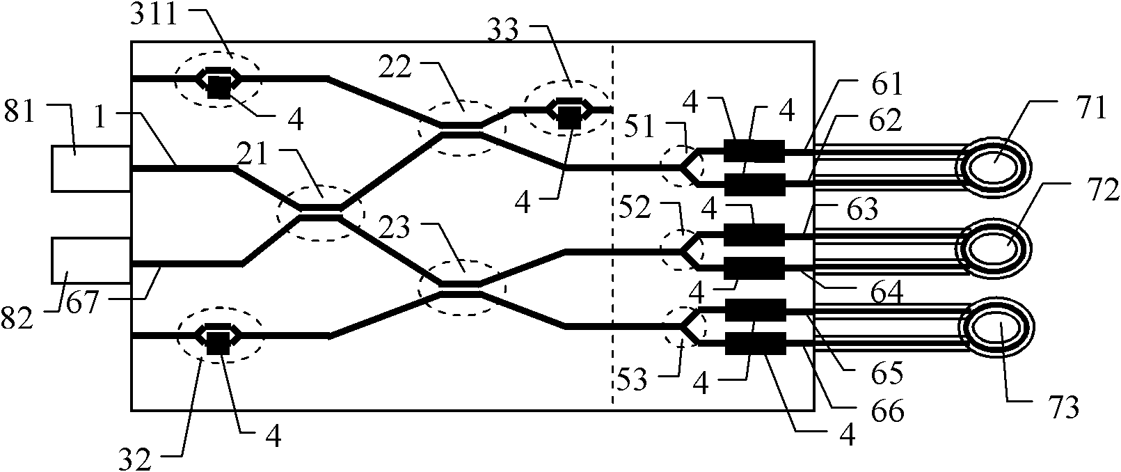 Integrated optic chip for three-axis fiber optic gyroscope