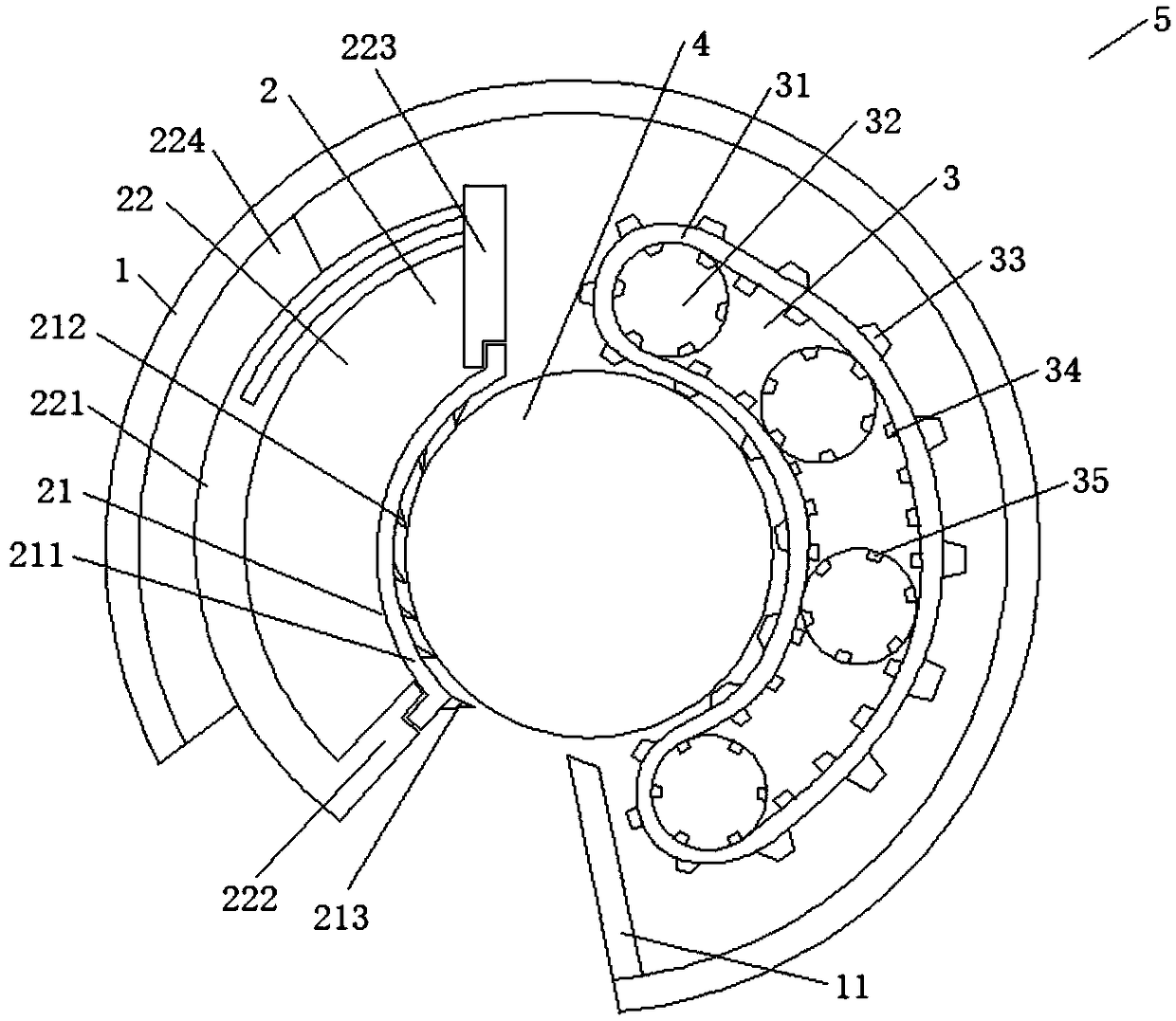 Ambary skin peeling structure and ambary skin peeling device adopting the same