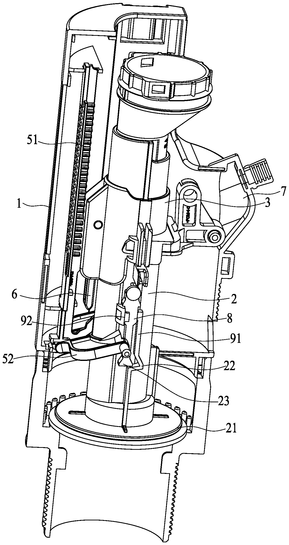 A drain valve inner core tube clamping device