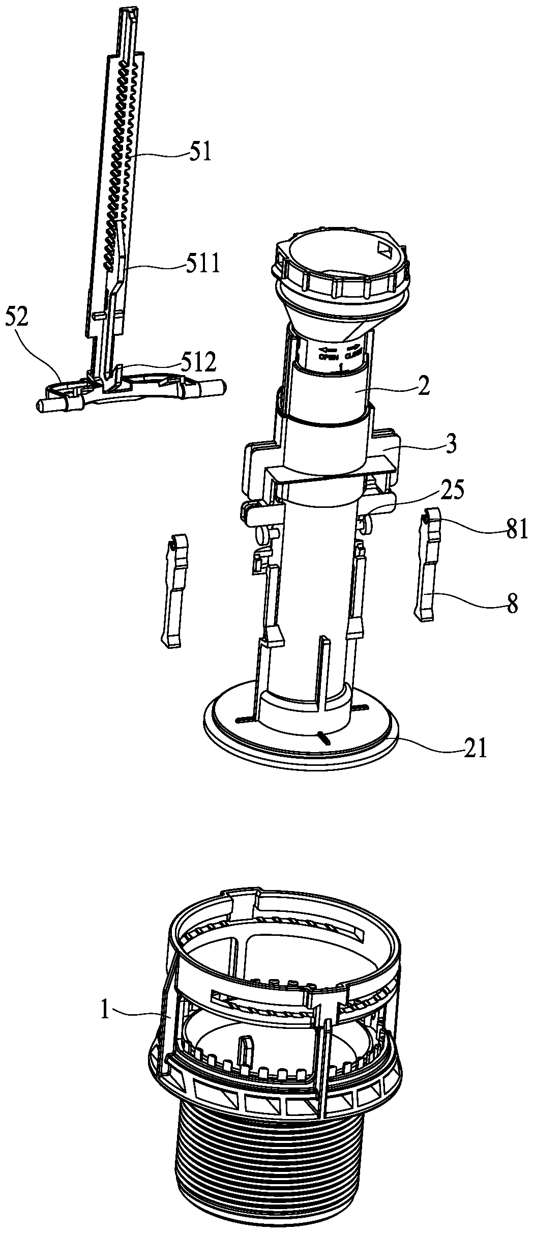 A drain valve inner core tube clamping device