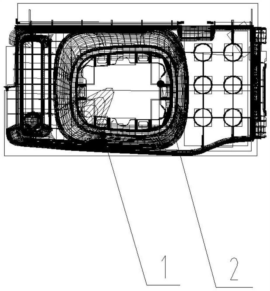 Passenger car front area floor mounting structure and assembling method