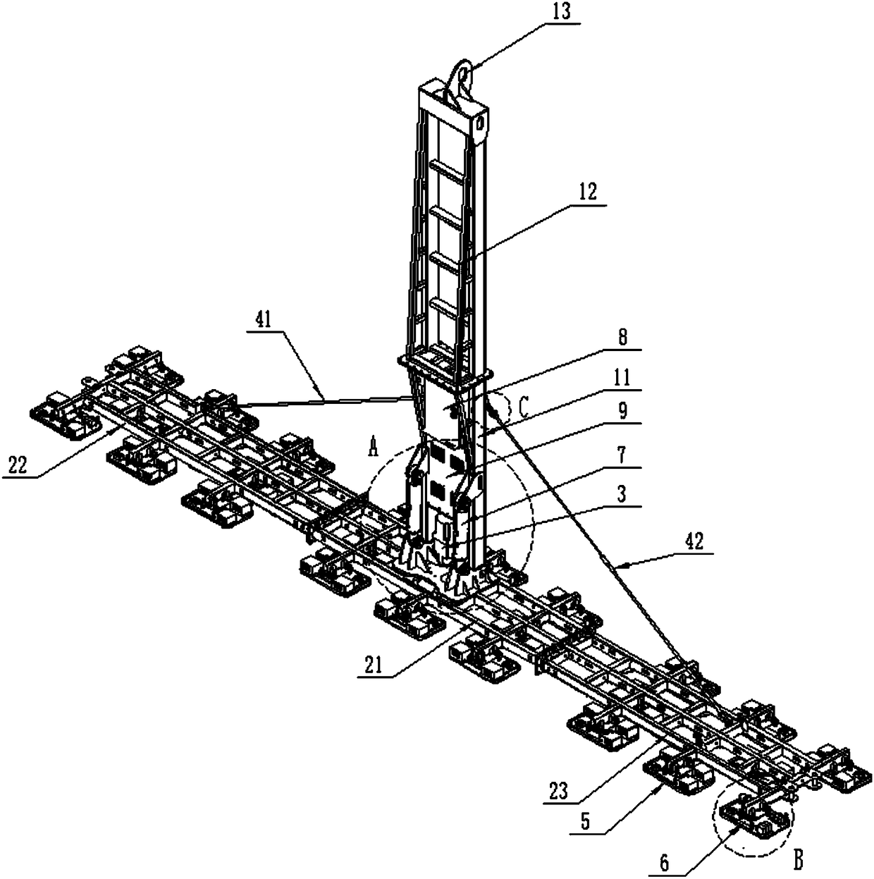 Heavy hydraulic overturn-rotation sucker suspender