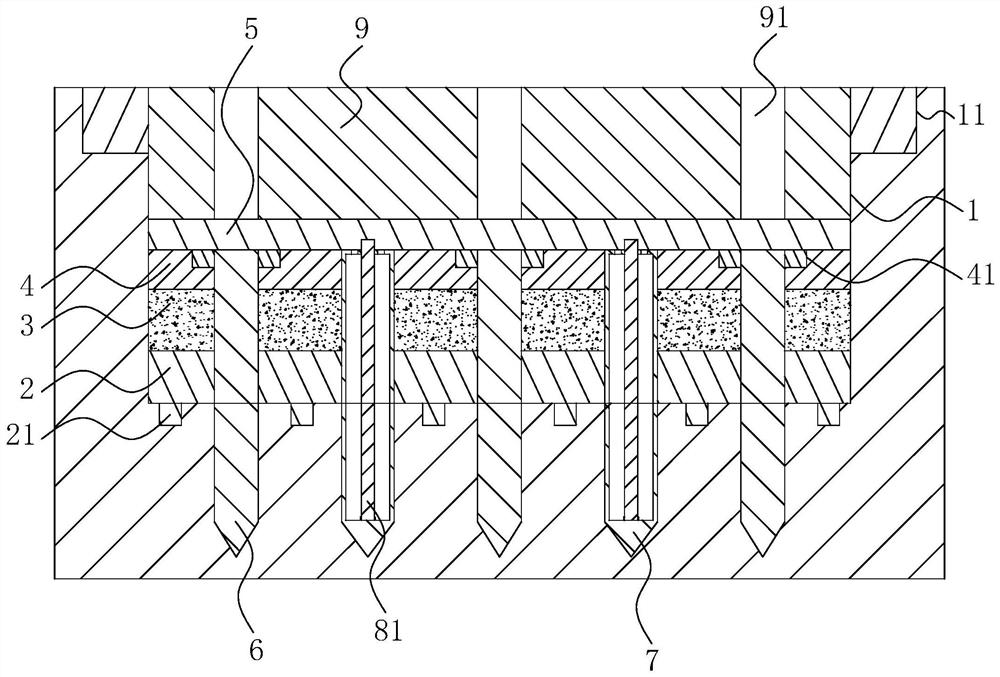 Foundation anti-settling structure and construction method