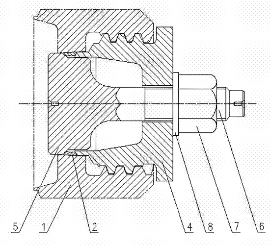 Small-caliber header conical internal pressure sealing device for boiler