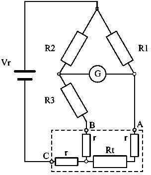 Three-wire-system thermal resistor measuring circuit