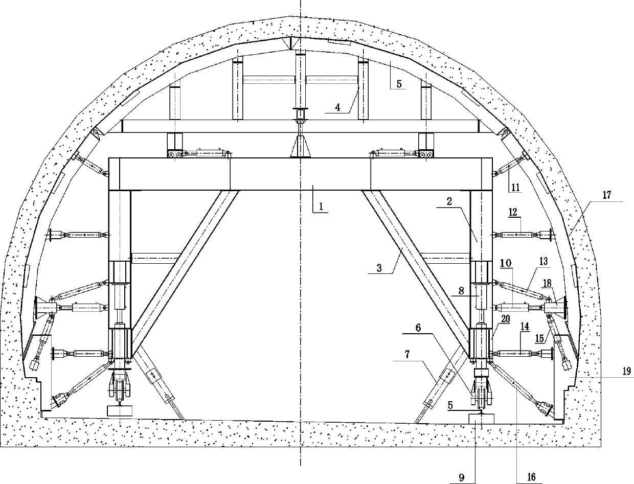 Tunnel arch ring and cable groove side wall integrated secondary lining telescoping steel form