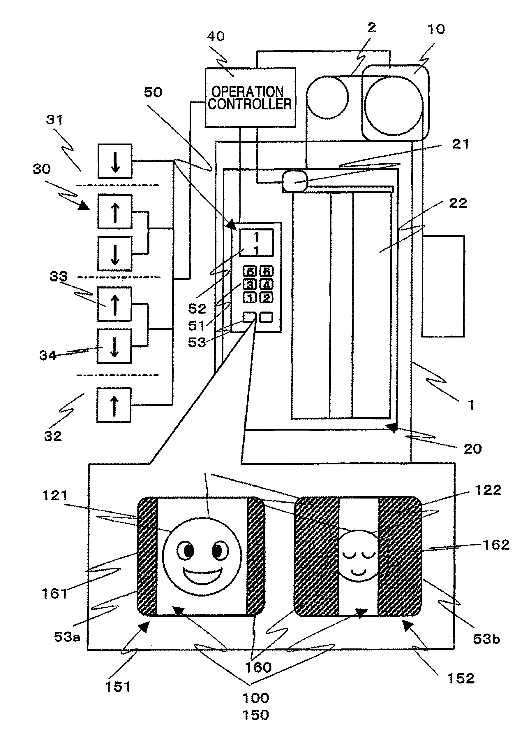 Operation device and elevator apparatus with operation device