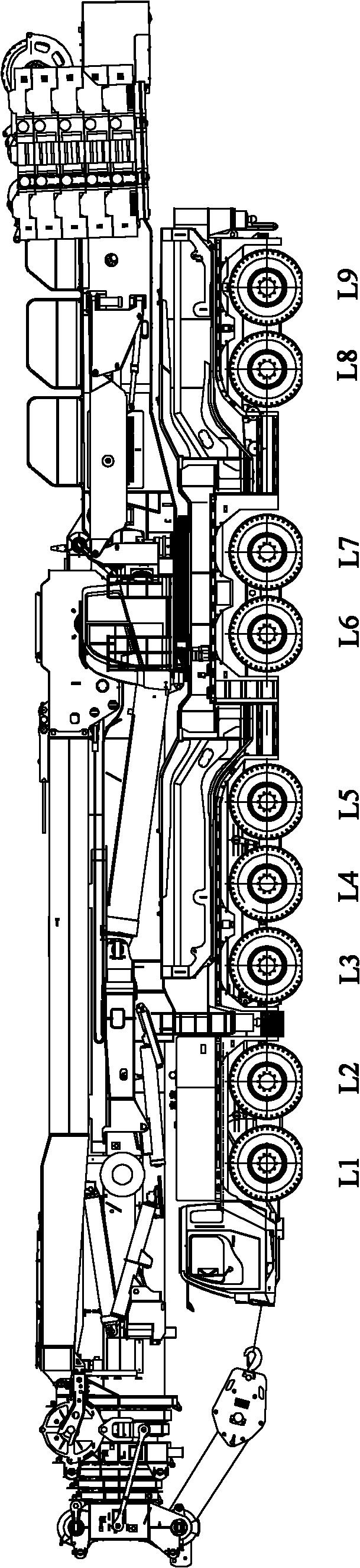 Hoist and steering control system and method of nine-shaft automobile chassis