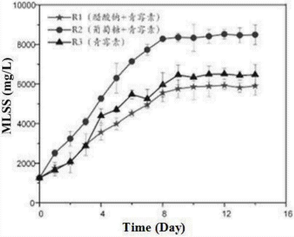 Method for domesticating and culturing activated sludge for degrading penicillin by using glucose as co-substrate