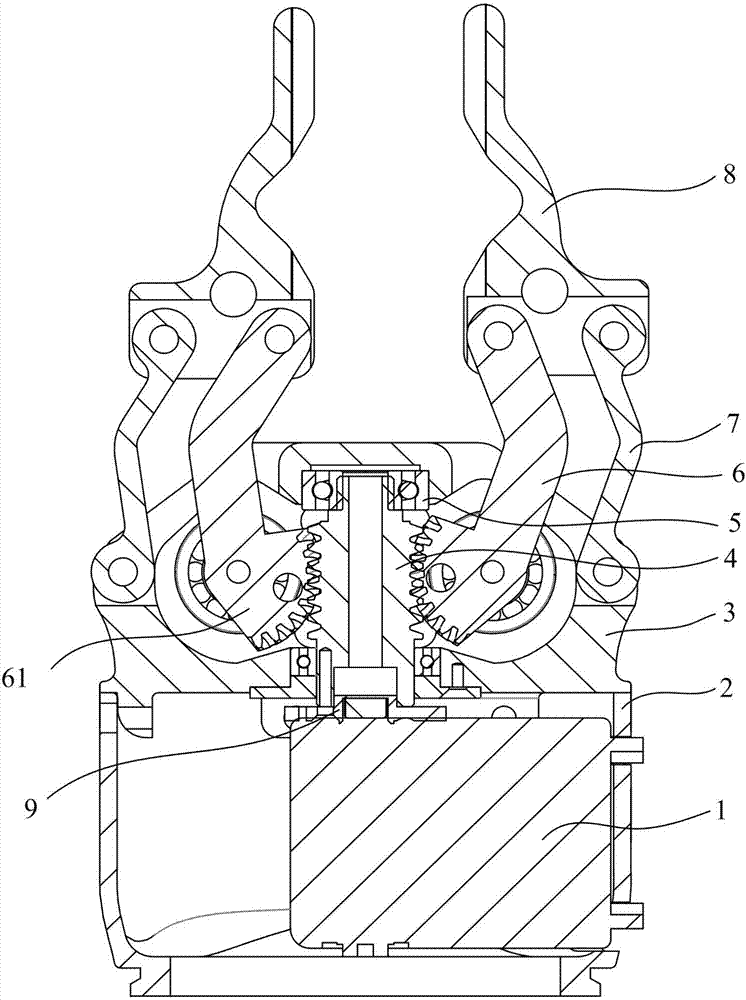 Robot end clamping module driven by steering engine