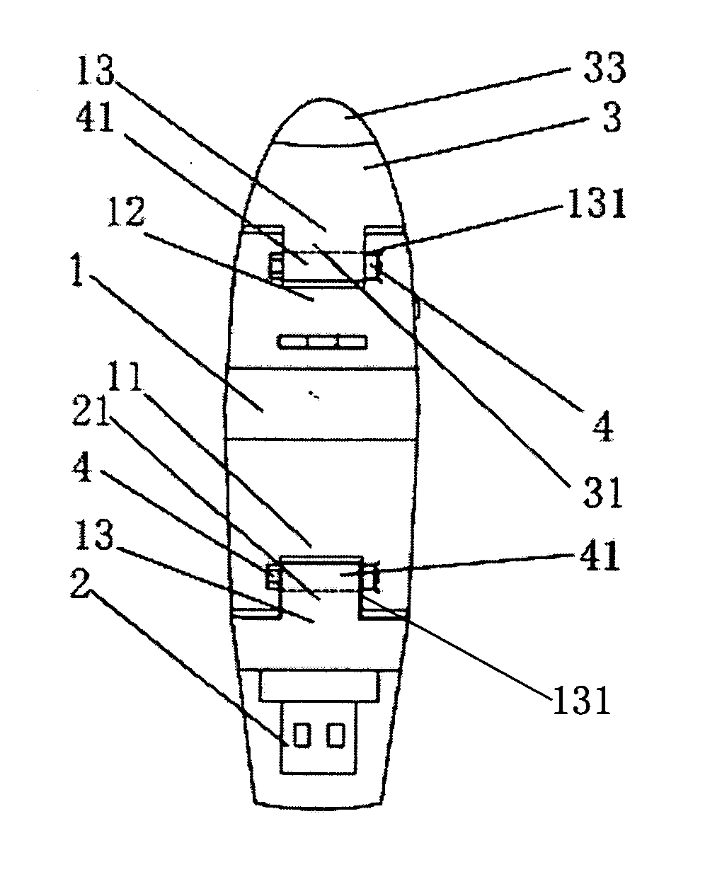 Device with hinged USB port