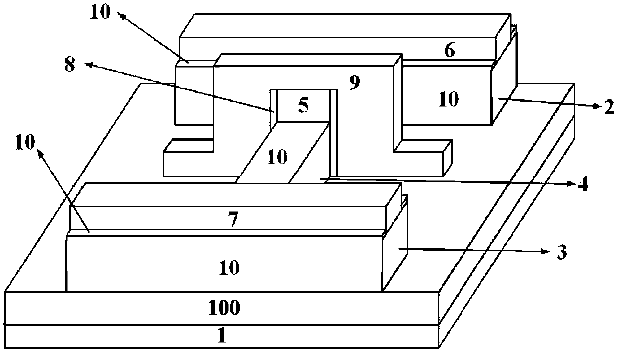 P-GaN/AlGaN/GaN enhanced device based on fin-shaped gate structure and manufacturing method thereof