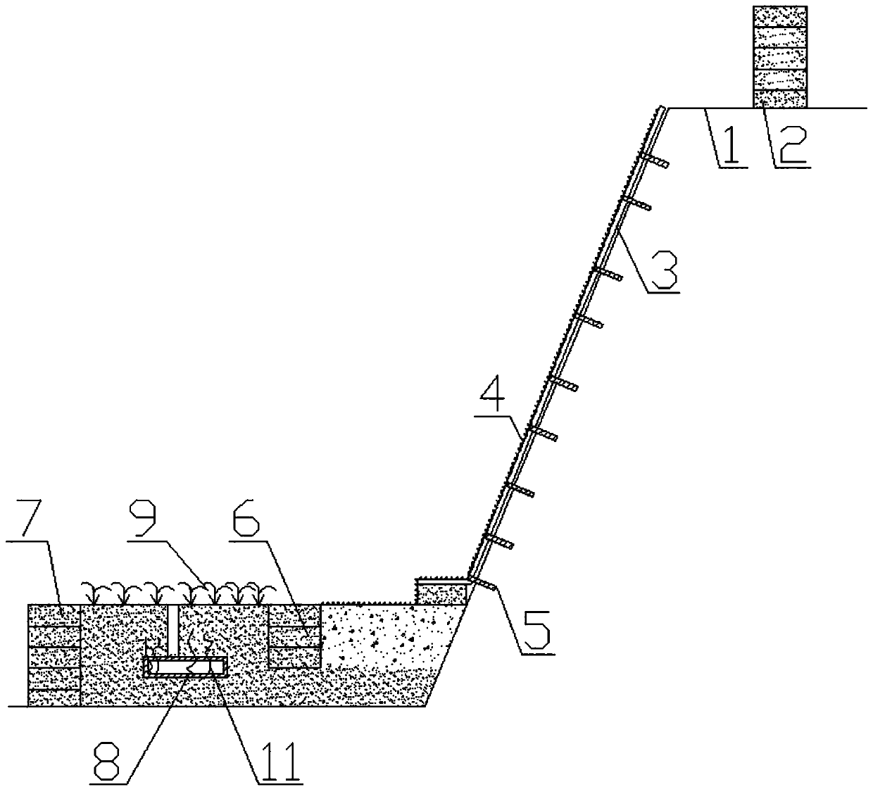 Open pit mine steep slope ecological restoration structure and restoration method