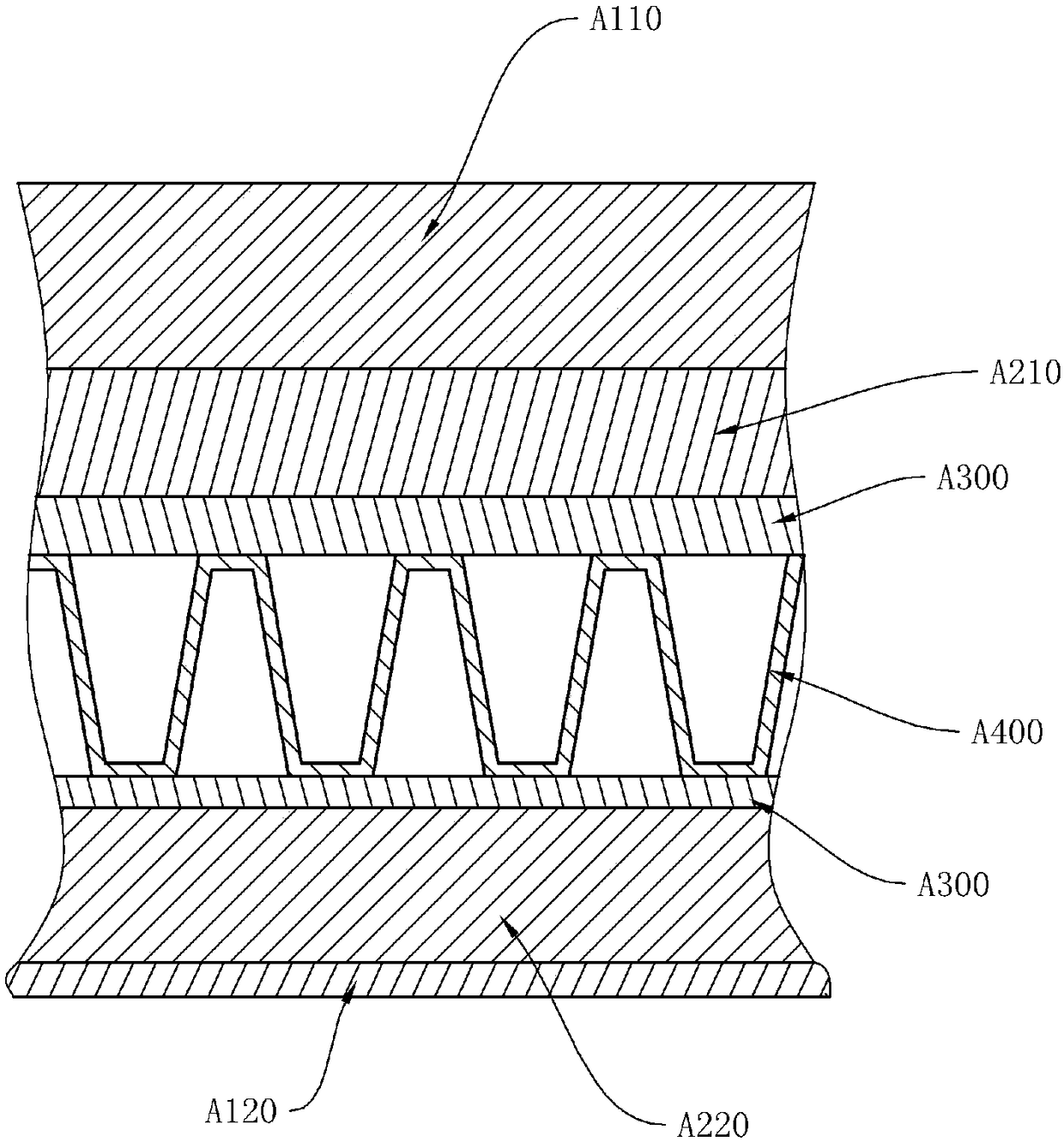 Suede aluminum-plastic composite board as well as production process and production equipment thereof