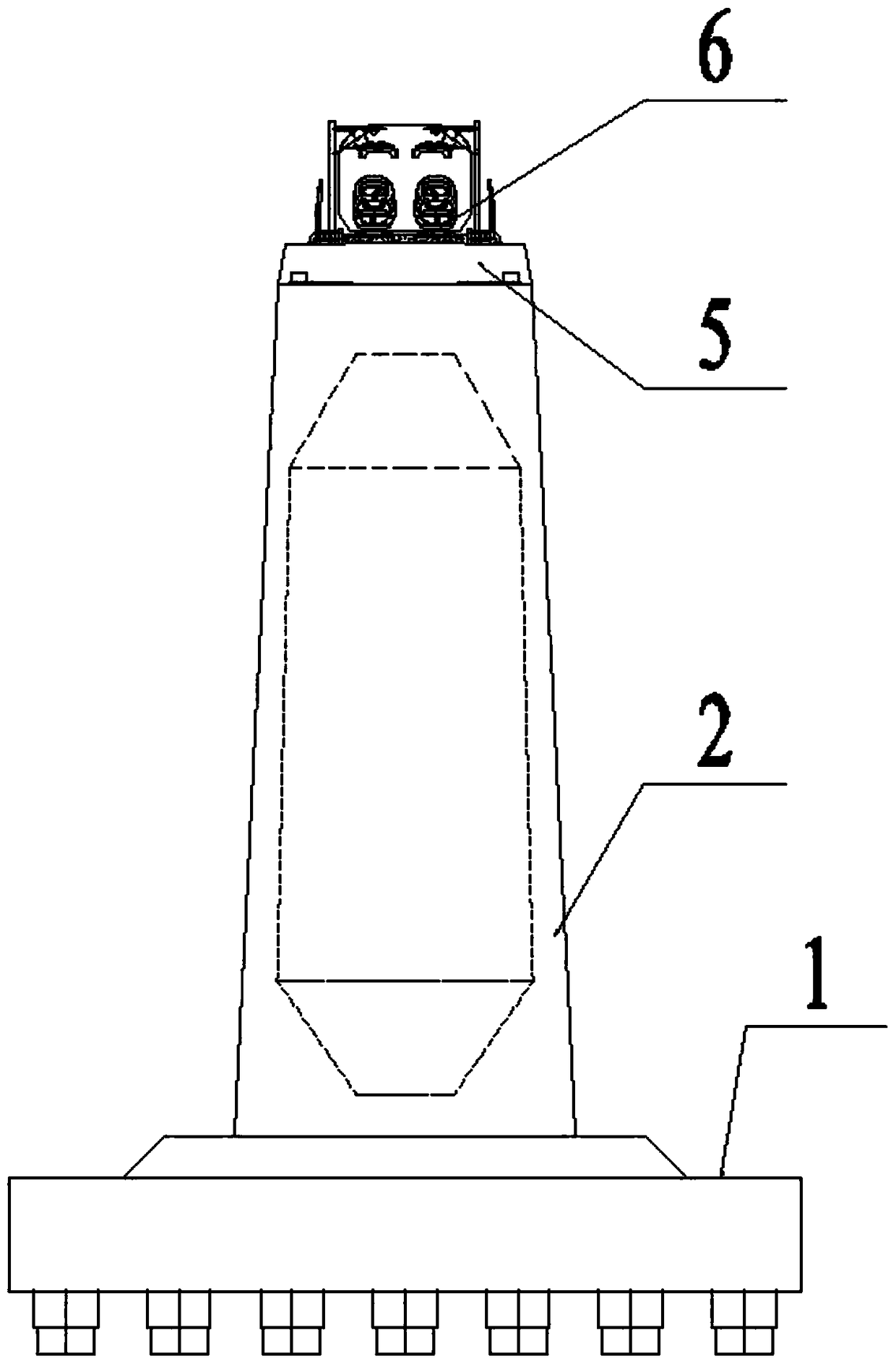 Railway pier and beam combining structure suitable for multi-span long coupling and large expansion and contraction quantity beams on two sides