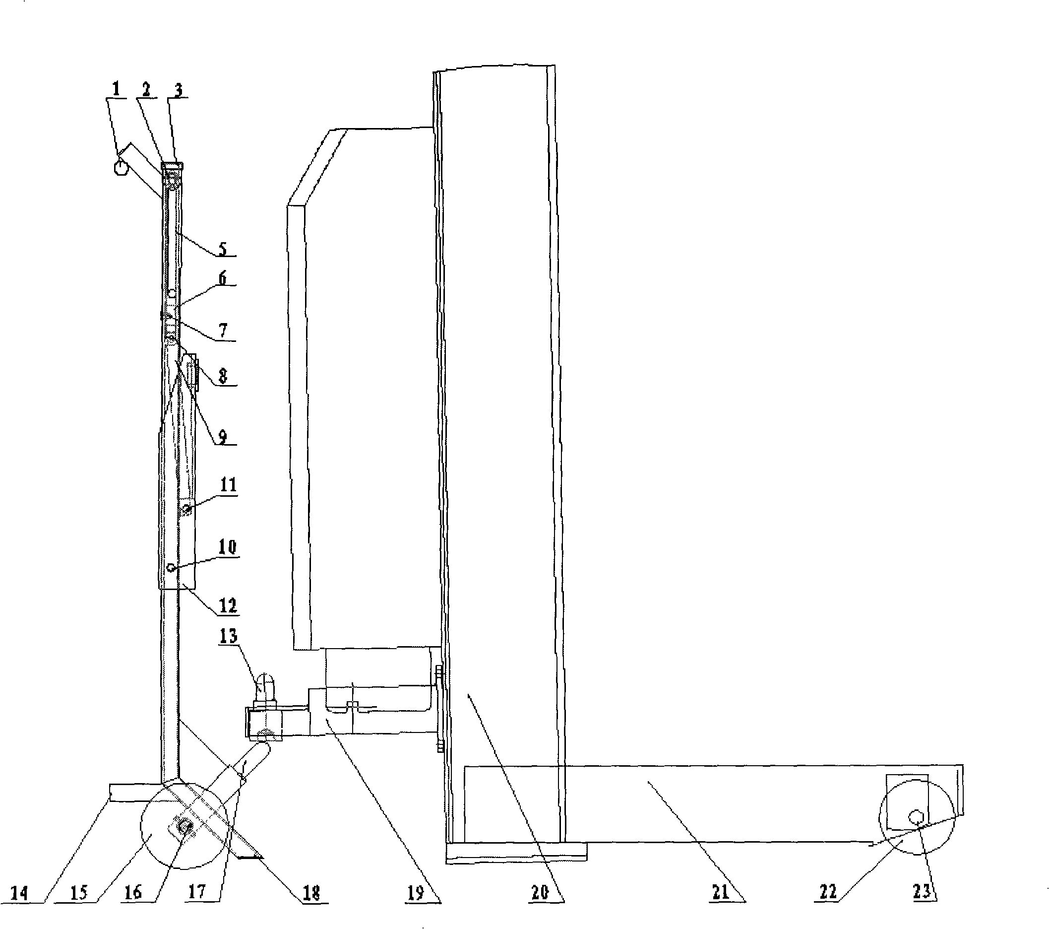 Heavy truck lifting machine moving method and special mechanical moving device thereof