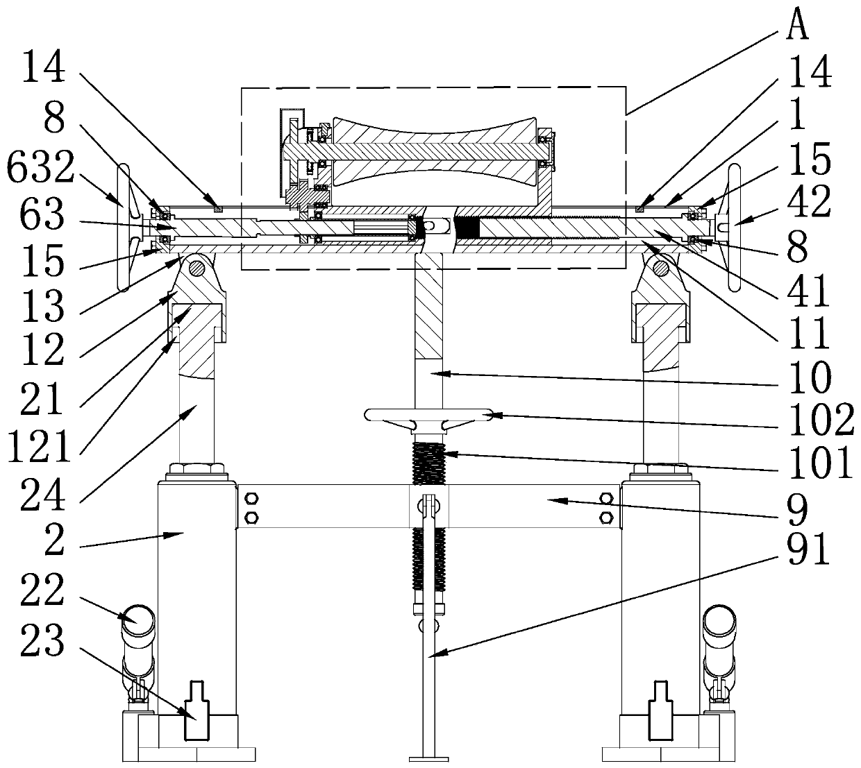 Pipe section supporting and assembling device