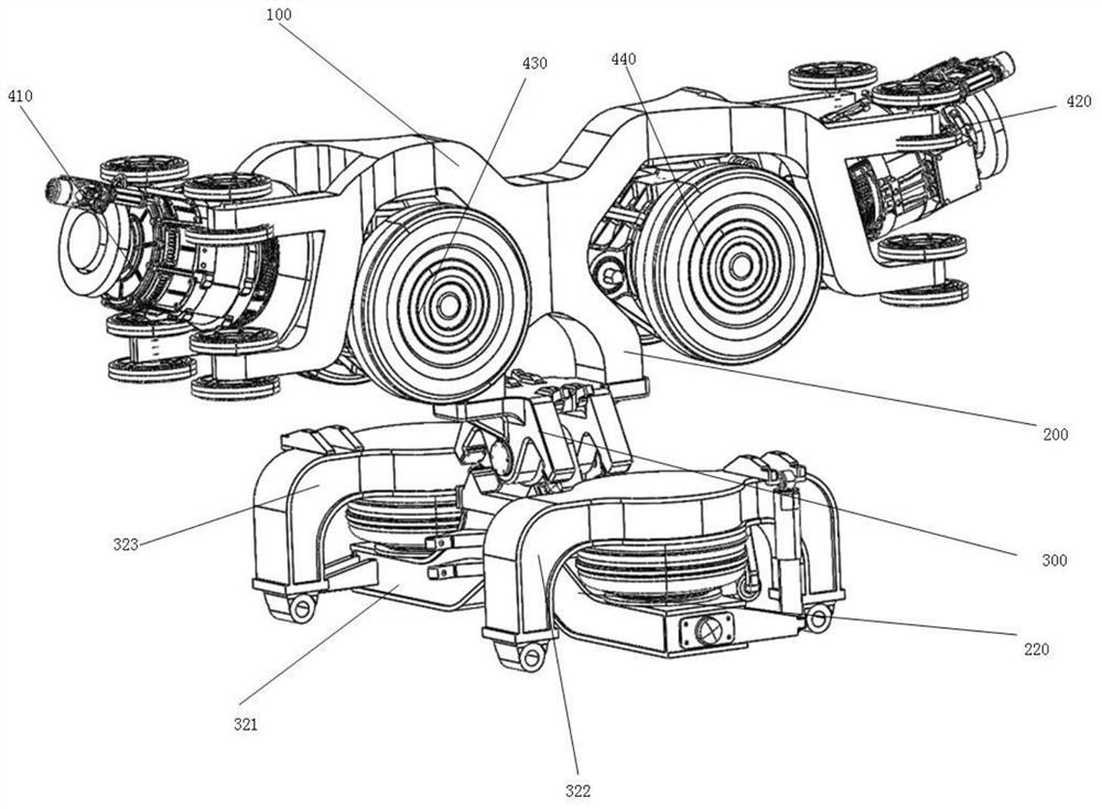 Double-axle suspended bogie, suspended air-rail system