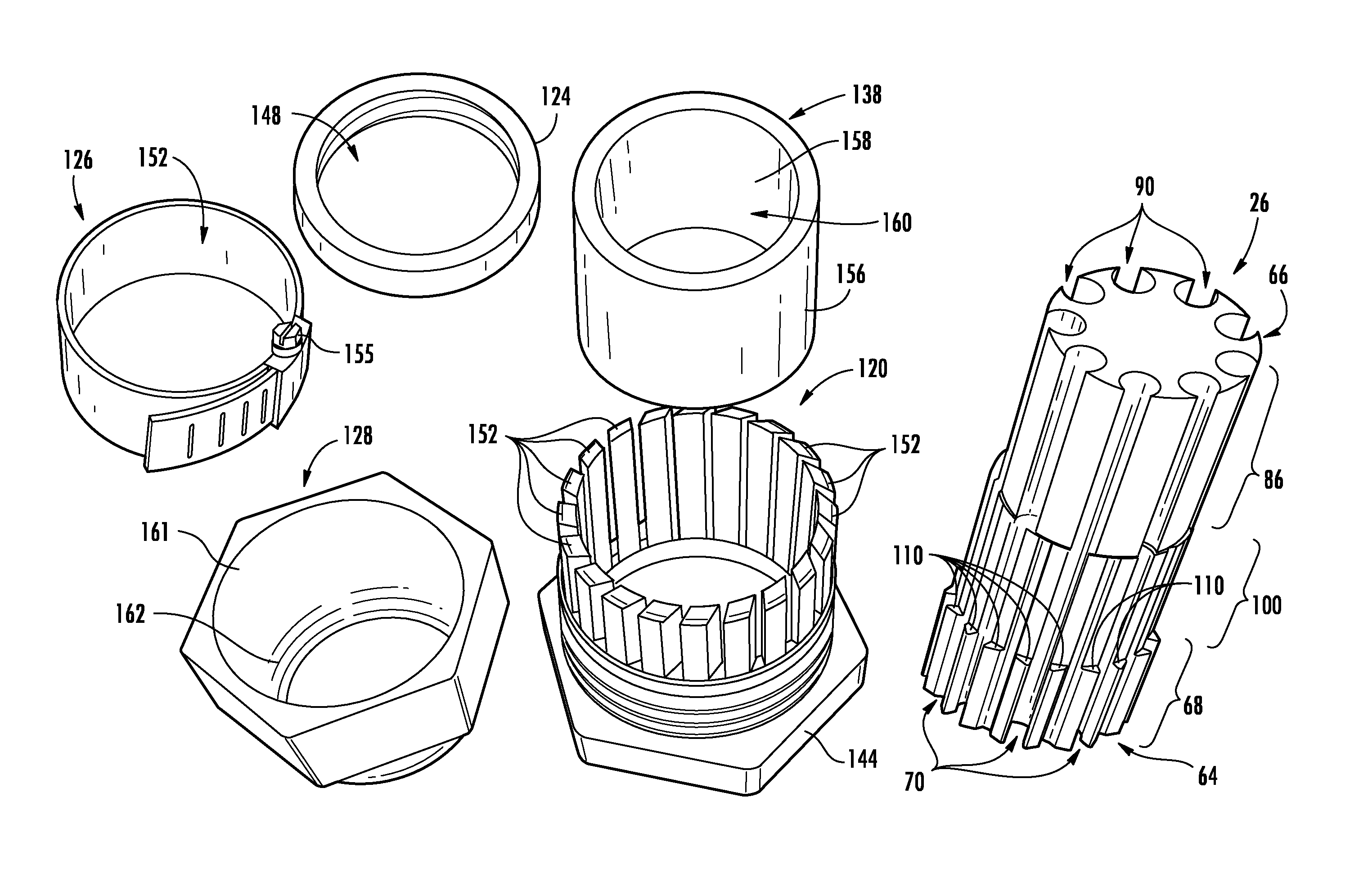 Fiber optic enclosures employing clamping assemblies for strain relief of cables, and related assemblies and methods