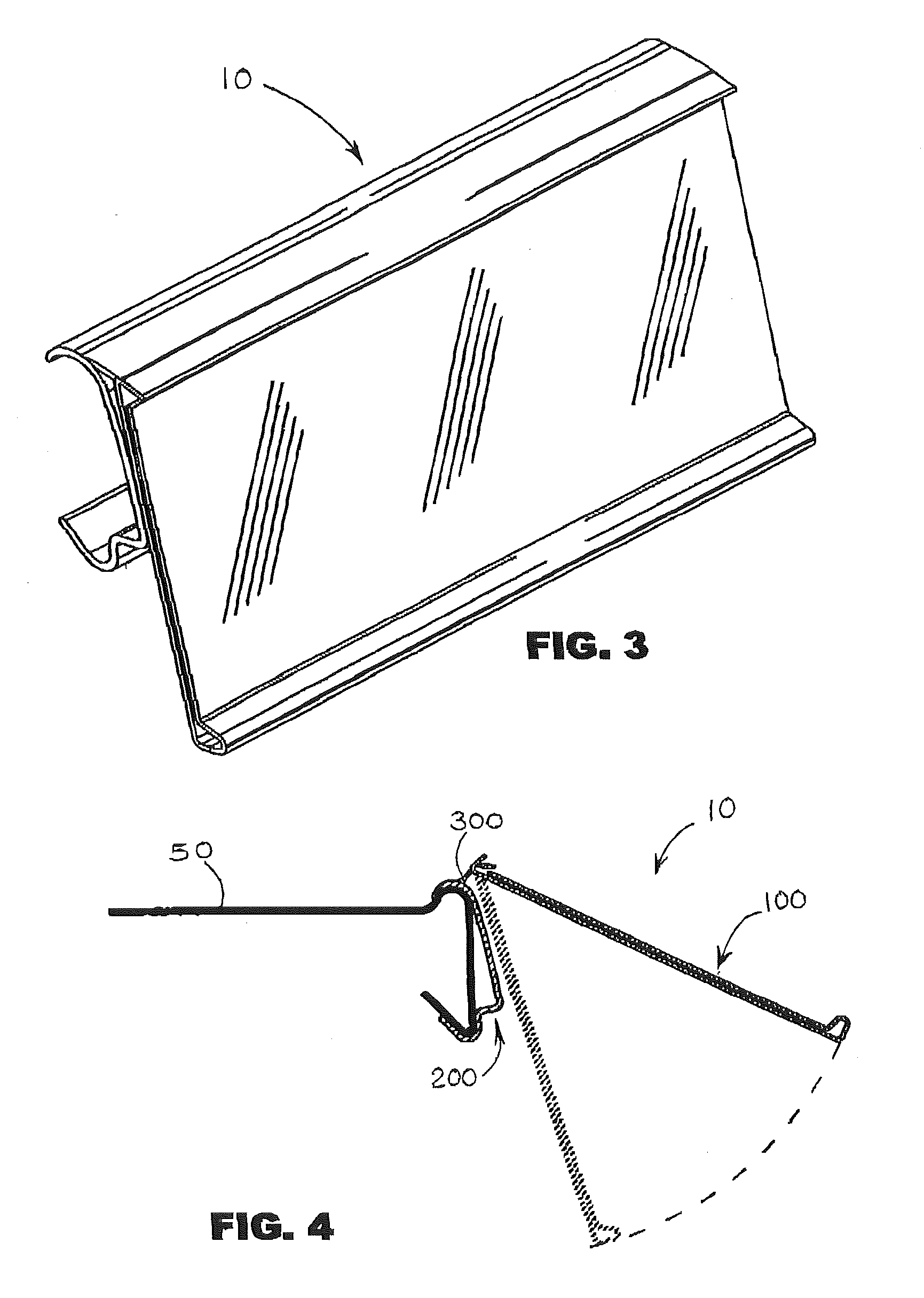 Snap-on label holder for a metal shelf