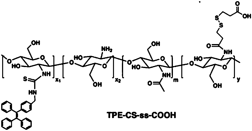 Preparation method of water-soluble chitosan-based aggregation-induced emission fluorescent probe with reduction responsiveness