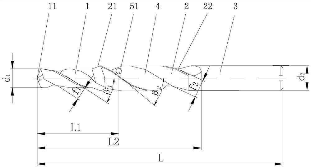 Stepped cutter and inner cooling hole position design method thereof