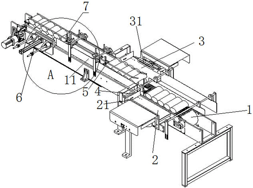 Lamination device of a flat roll packaging machine