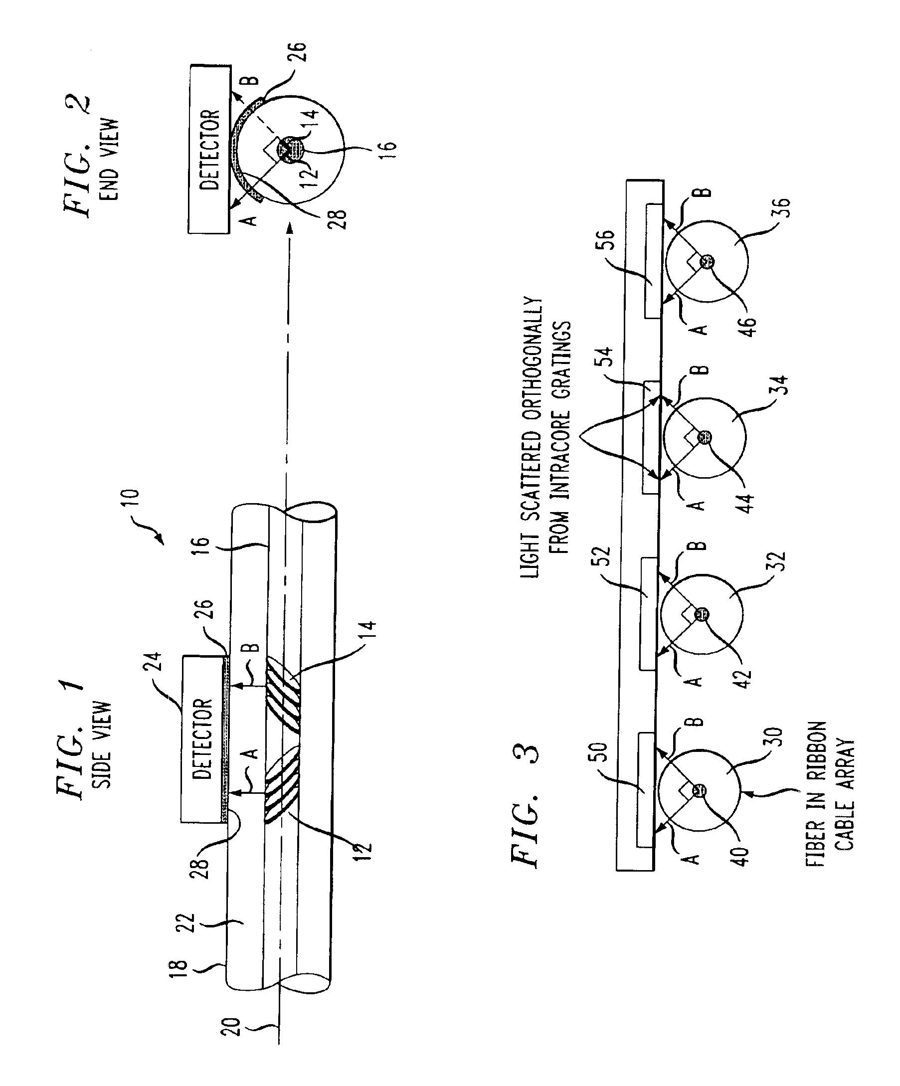 Optical taps formed using fiber gratings