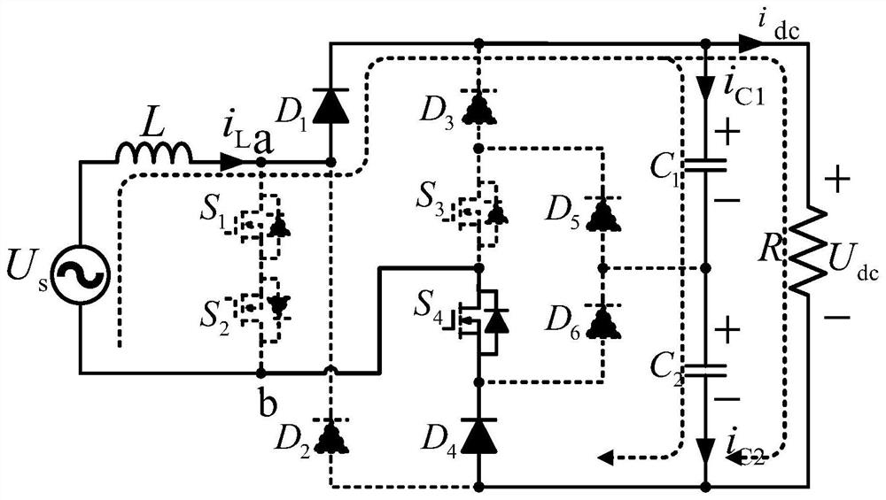 A diode-clamped back-to-back bridgeless three-level rectifier