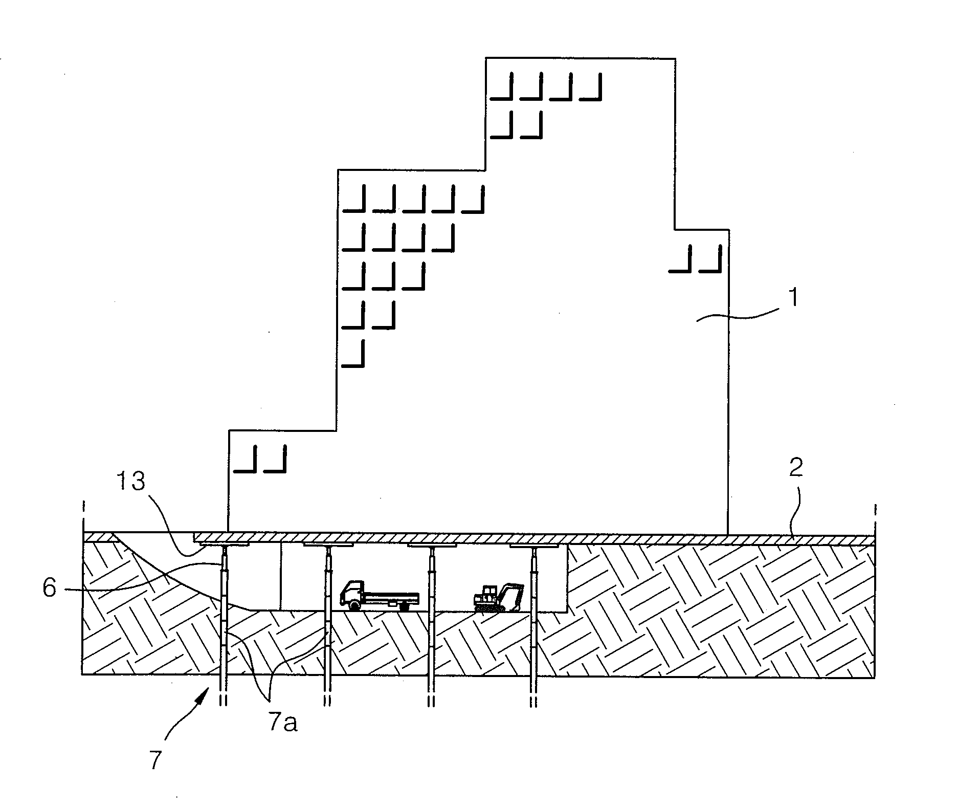 Construction method of cellar for building completed