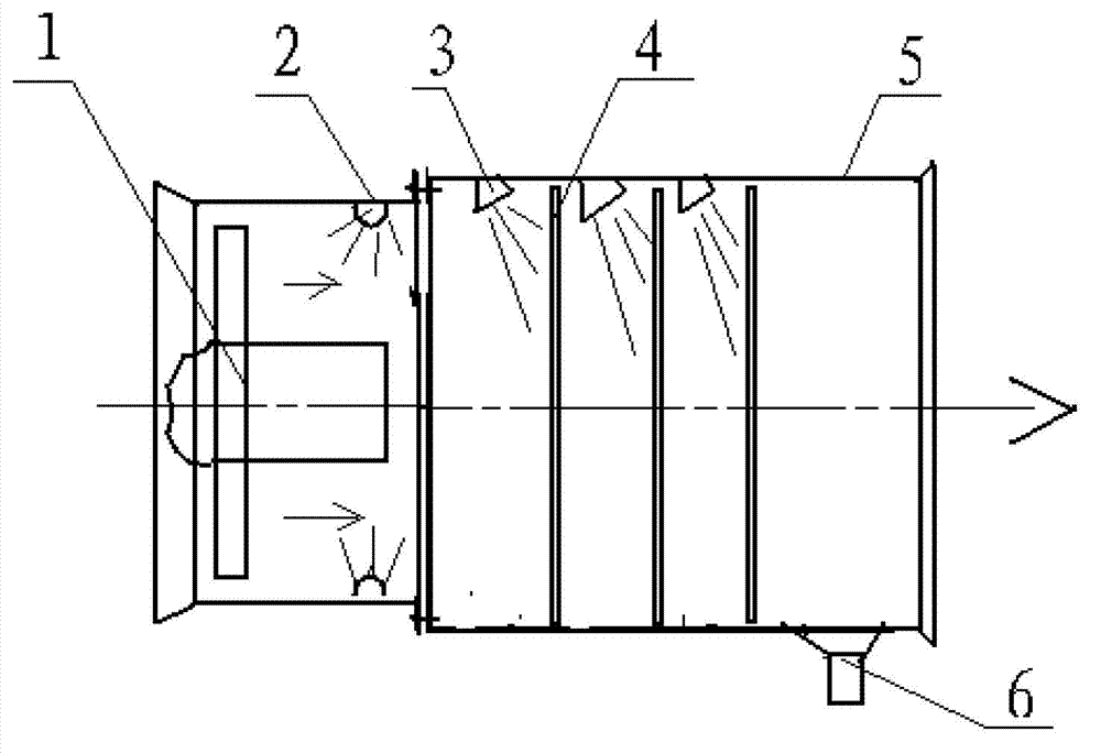 Wet vibrating string curtain type dust extraction fan used in coal mine and application method thereof