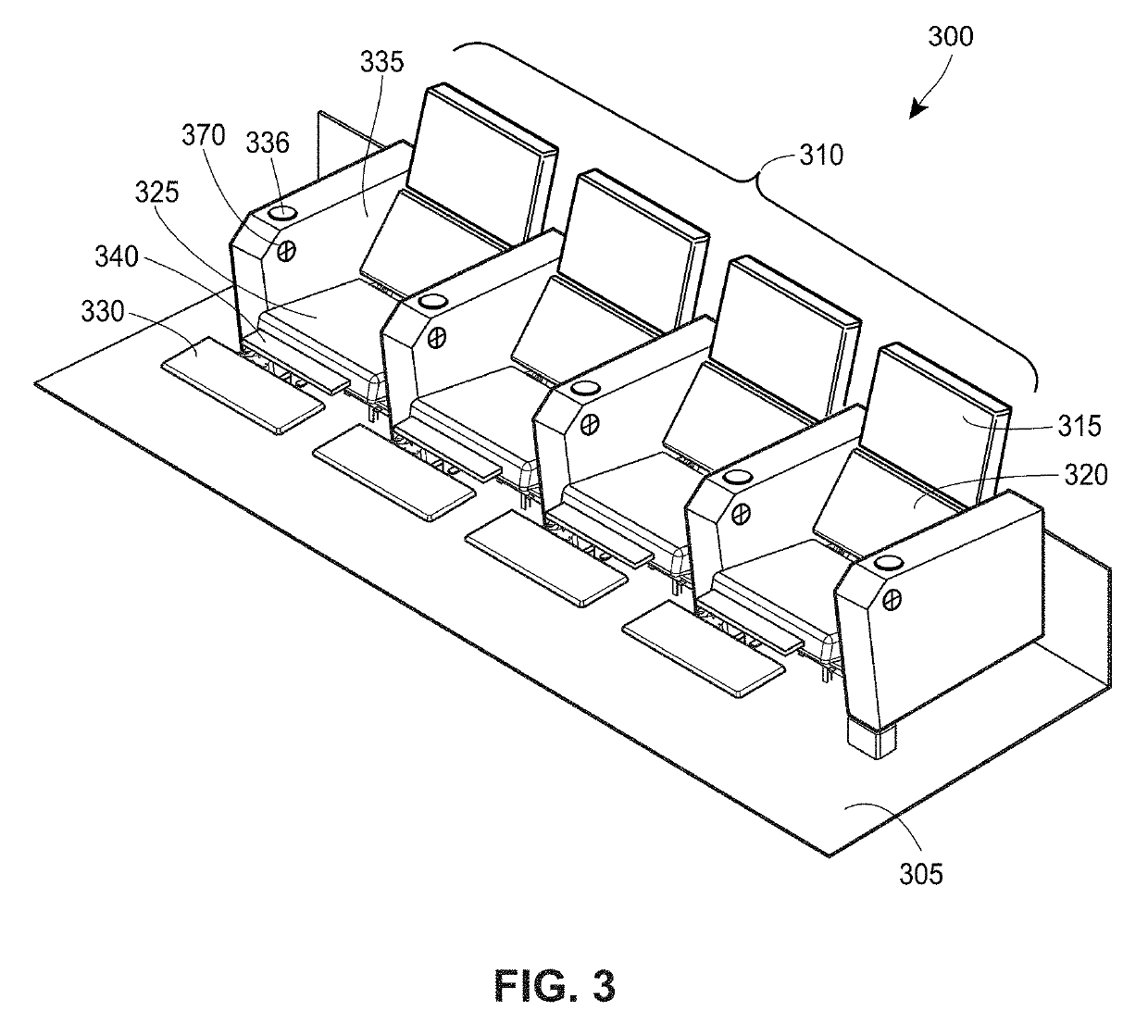 Powered chairs for public venues, assemblies for use in powered chairs, and components for use in assemblies for use in powered chairs