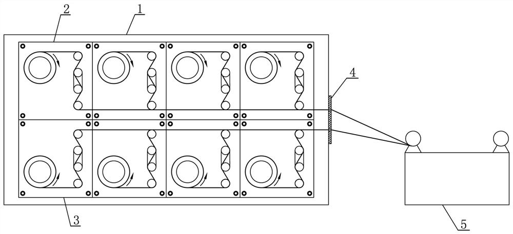 Multi-wire-harness fiber filament spreading tension control device used in high-pressure hydrogen cylinder production line