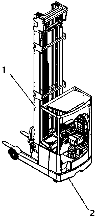 Forward fork lift with wide field of view