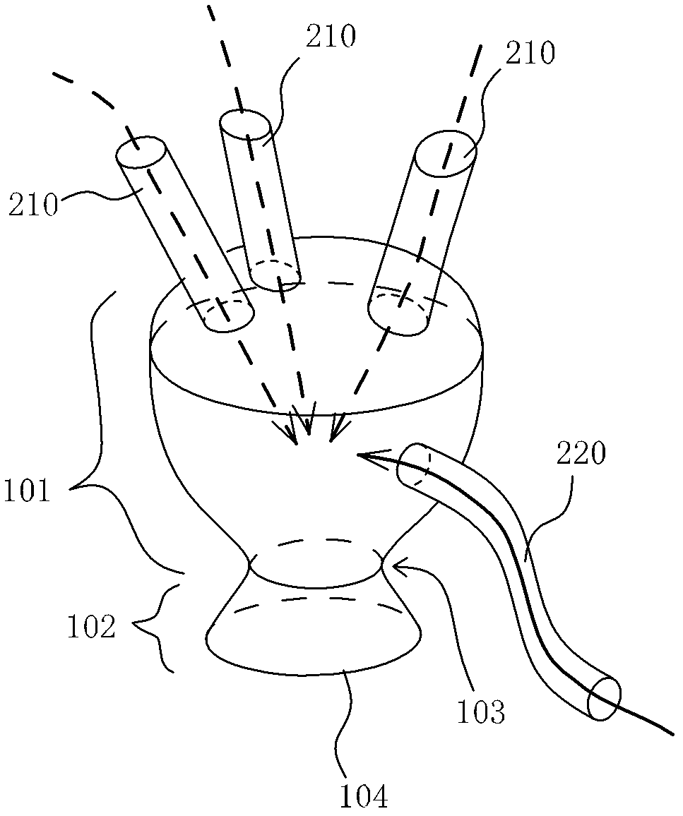 Air suction focusing sprinkling device