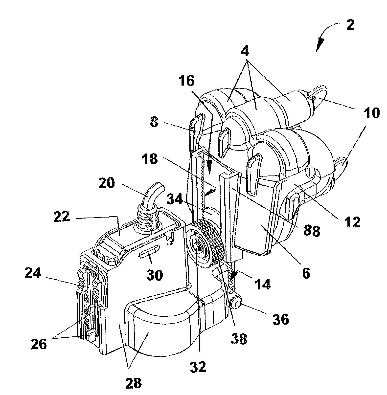 Clamping assembly with integral rail plate