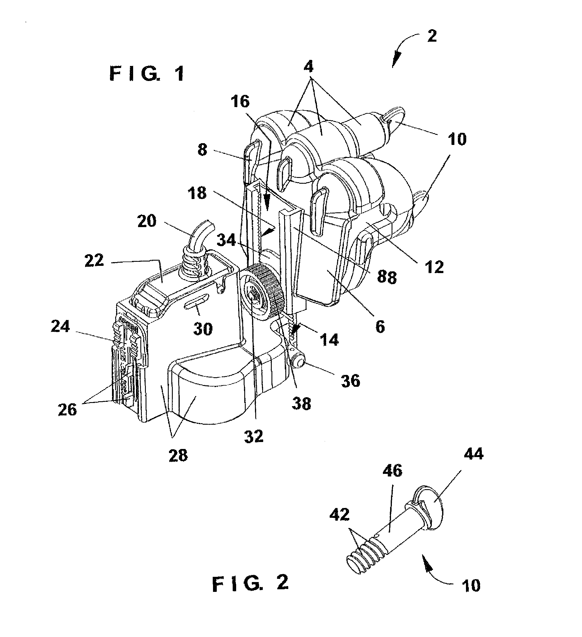 Clamping assembly with integral rail plate