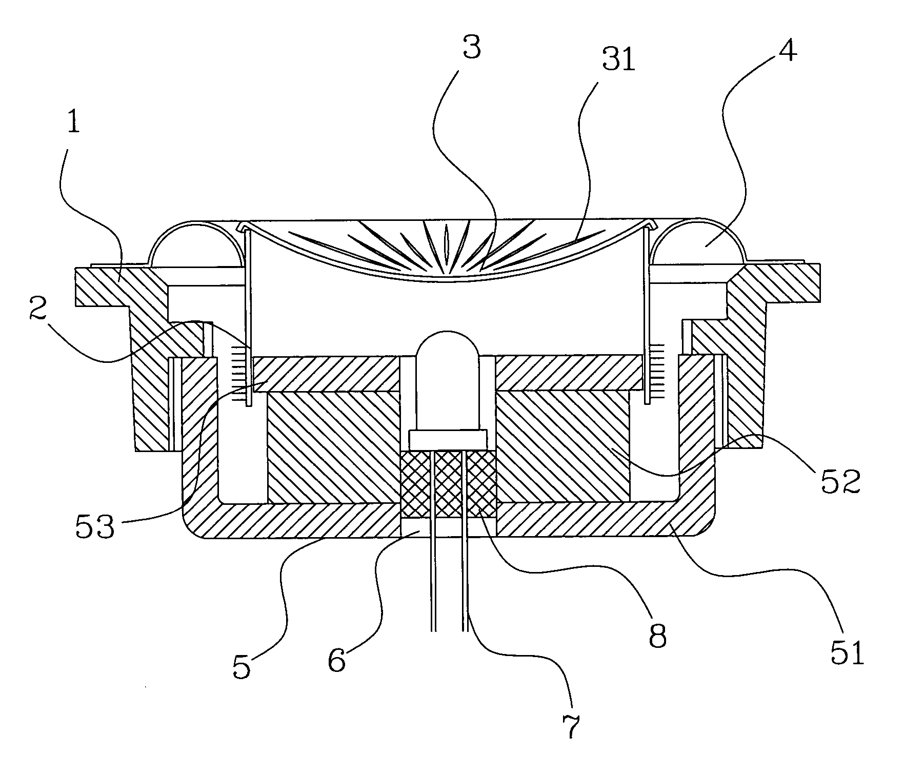 Loudspeaker structure with a lighting effect