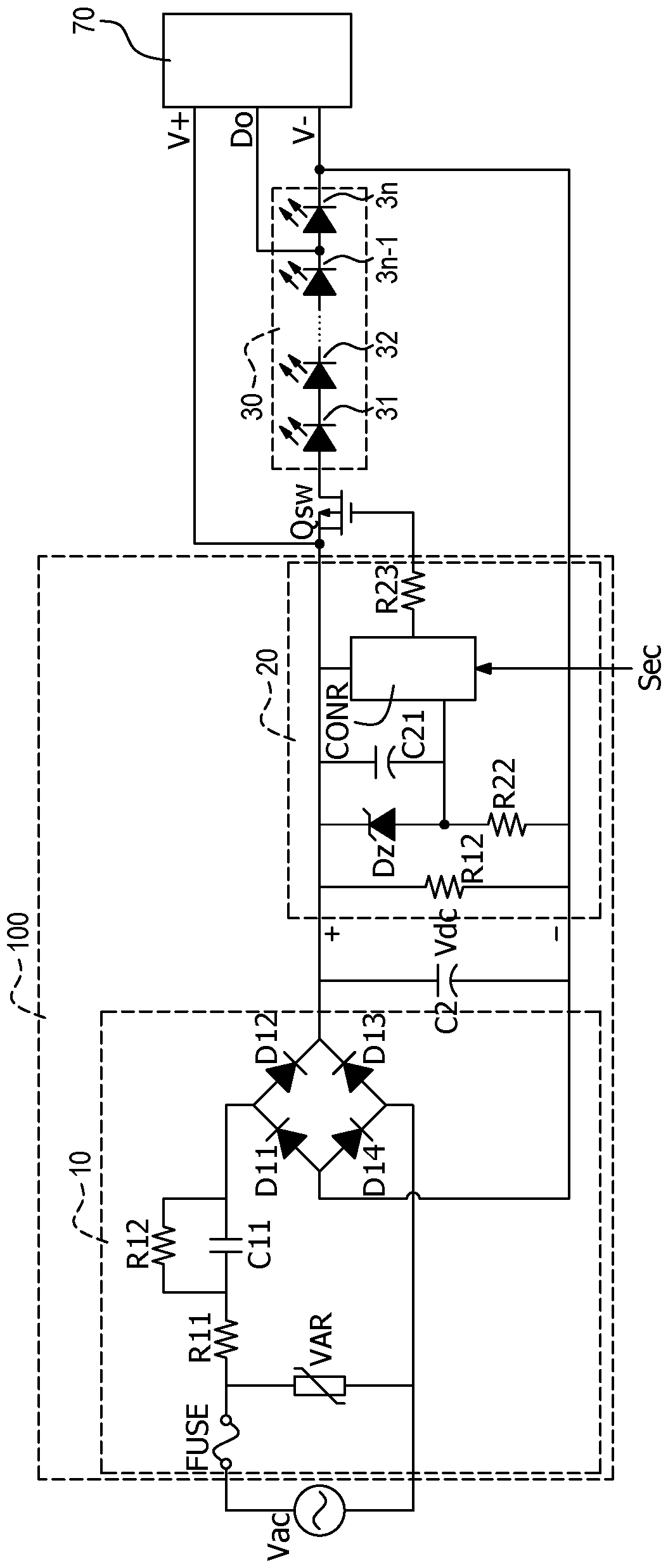 Cascaded light-emitting diode light string with low power consumption