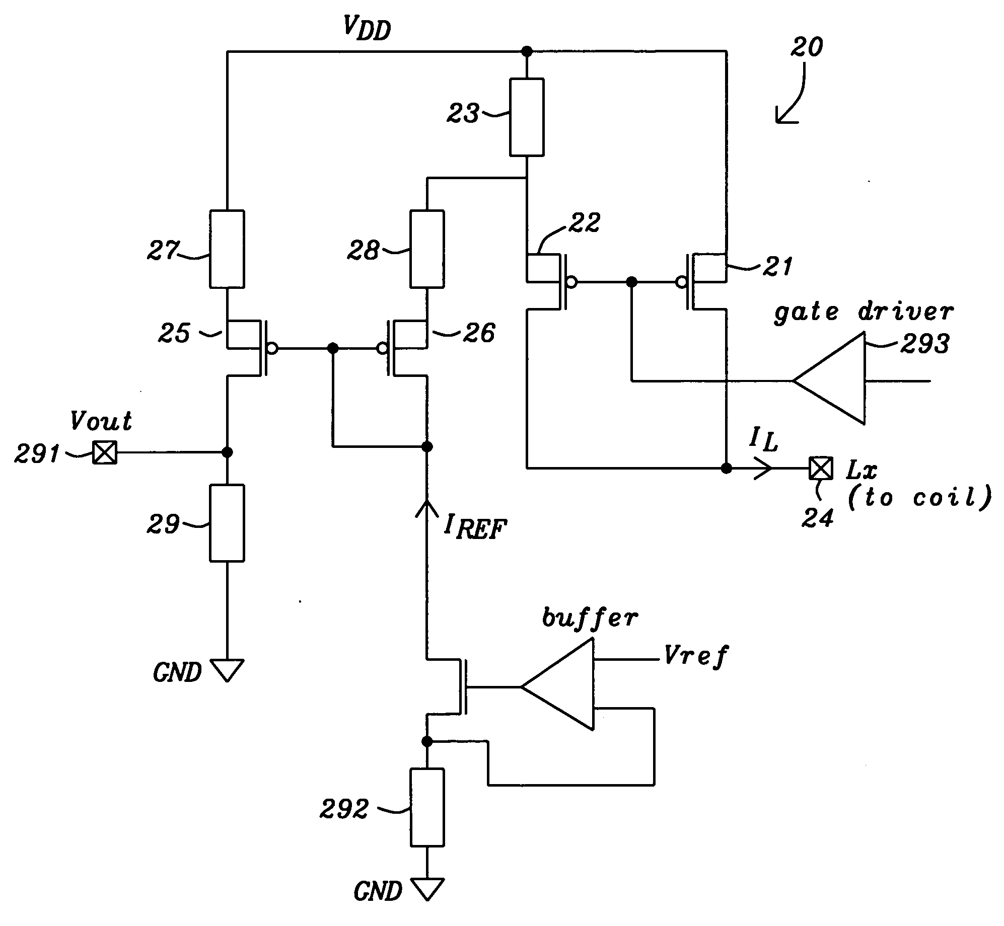 Current sensing circuit for DC/DC buck converters