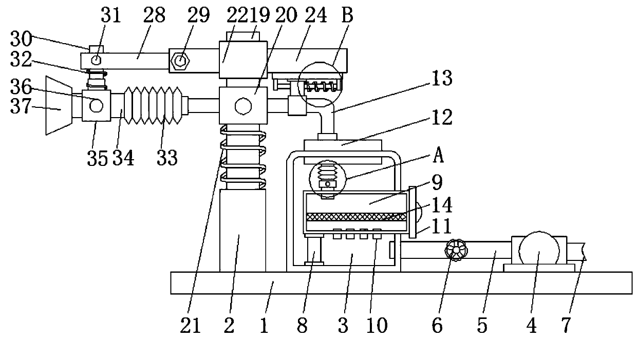 A sewage suction device for high-density shrimp ponds