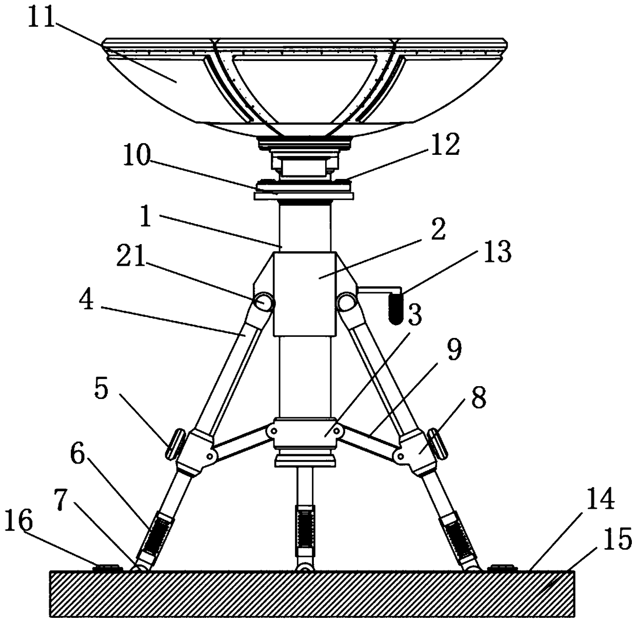 Novel vehicle-mounted weather radar support frame