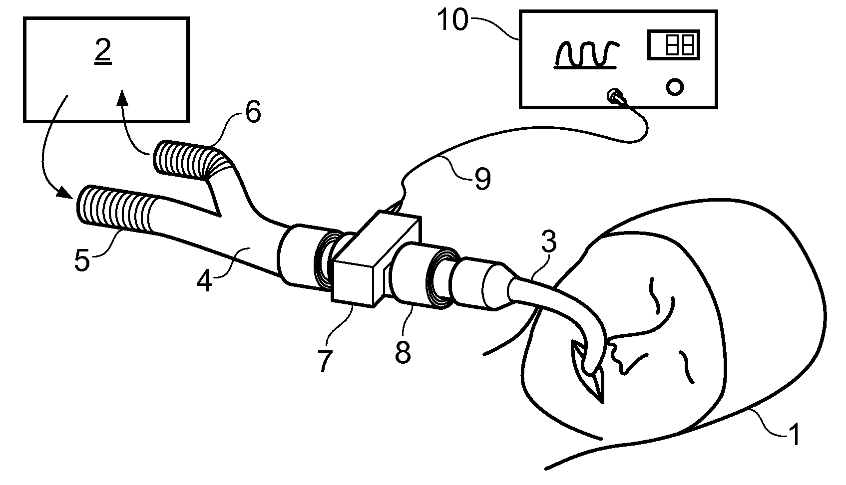 Gas sensor, analyzer and method for measuring oxygen concentration of a respiratory gas