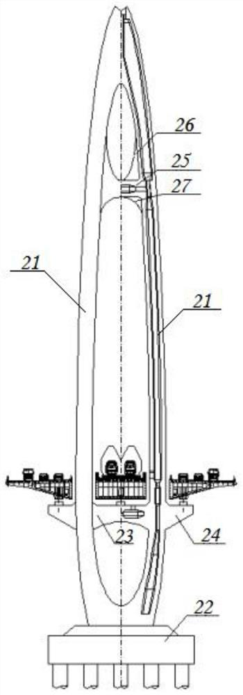 Shuttle-shaped bridge tower in highway-railway flat-layer steel box girder cable-stayed bridge