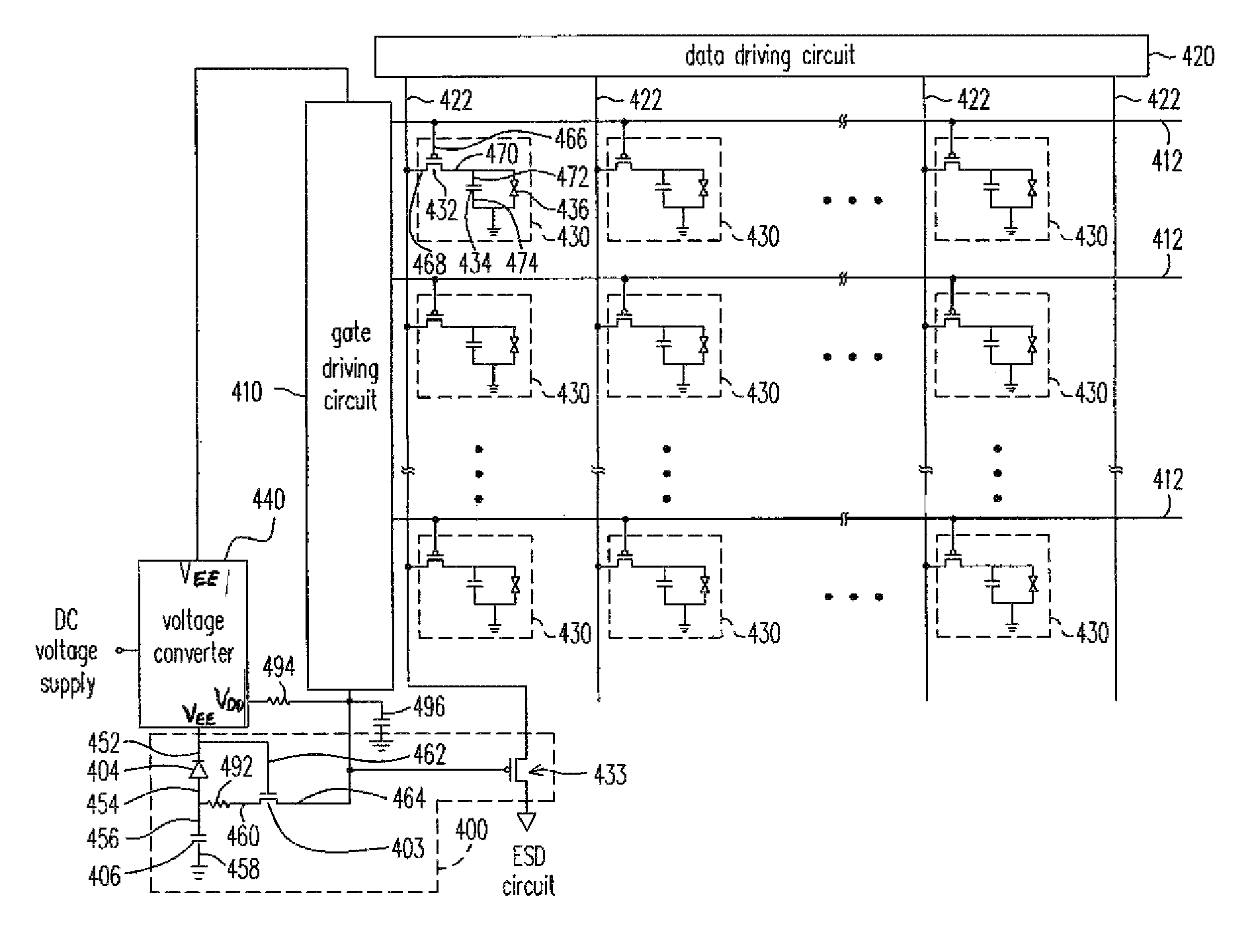 Display panel with image sticking elimination circuit and driving circuit with the same